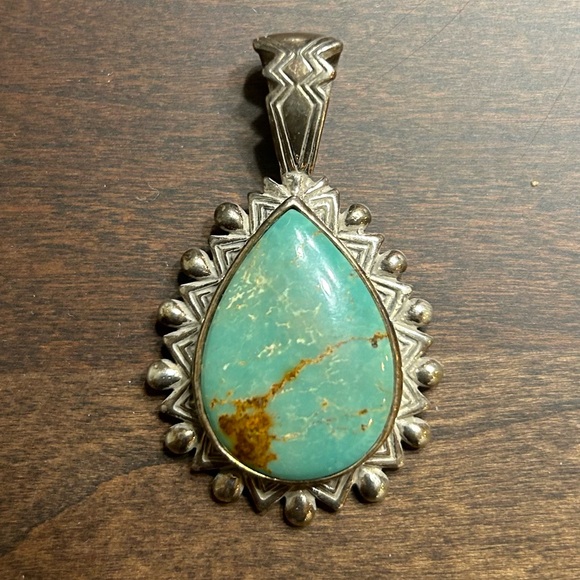 Carolyn Pollack Turquoise Sterling Silver 925 Southwestern Style Pendant - Picture 2 of 4